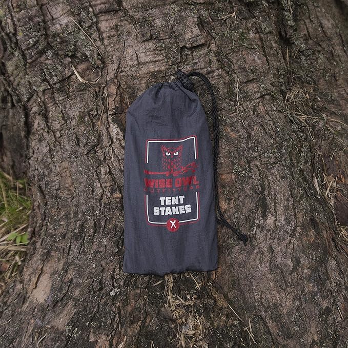 Wise Owl Outfitters Tent Stakes - Heavy Duty Camping Stakes for Outdoor Tent & Tarp - Essential Camping Accessories, Available in 12pk or 16pk Black