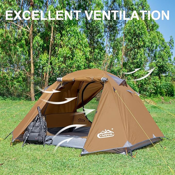 2-3 Person Tent - Waterproof Windproof 4 Season Tent for Backpacking, Hiking, Hunting, Motorcycling & Biking