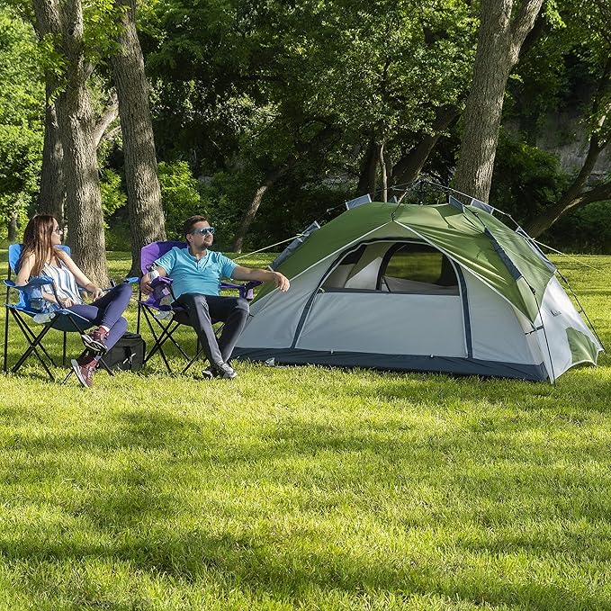 MOON LENCE Pop Up Tent Family Camping Tent for 4 Person, Portable Instant/Automatic Tent Waterproof Windproof for Camping Hiking Mountaineering